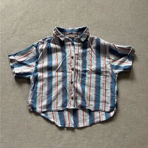 SO striped button up top.